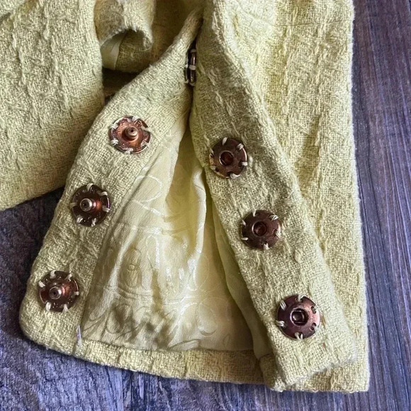 Tuleh | Chartreuse Cotton & Silk Blend Blazer - Picture 4 of 10